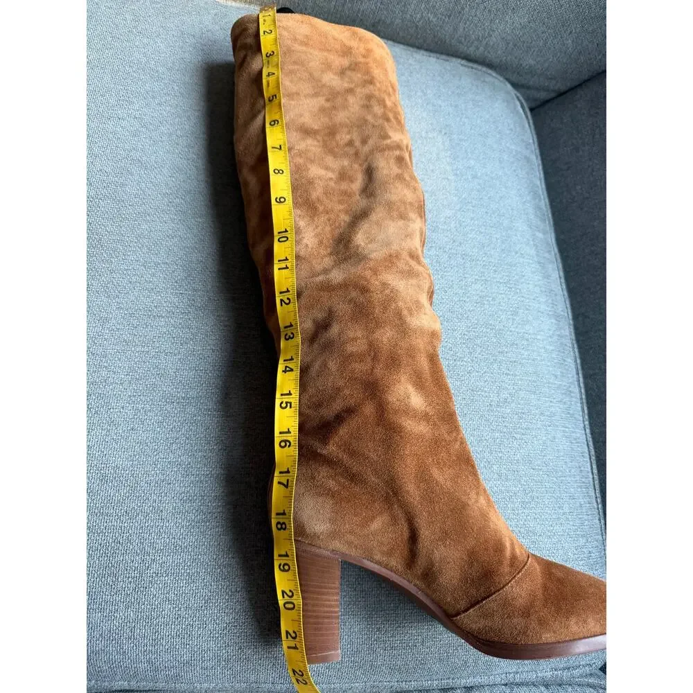Vince Casper Knee High Pull-On Boot Tan Braow Suede Leather Women's 8